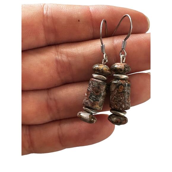 Jasper Stone Earrings with Pierced Hooks - Picture 4 of 4